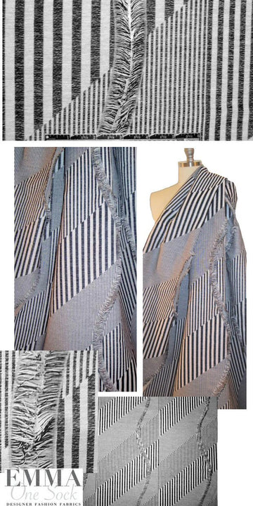 Italian off black/silver/fringe novelty weave suiting 2 yd