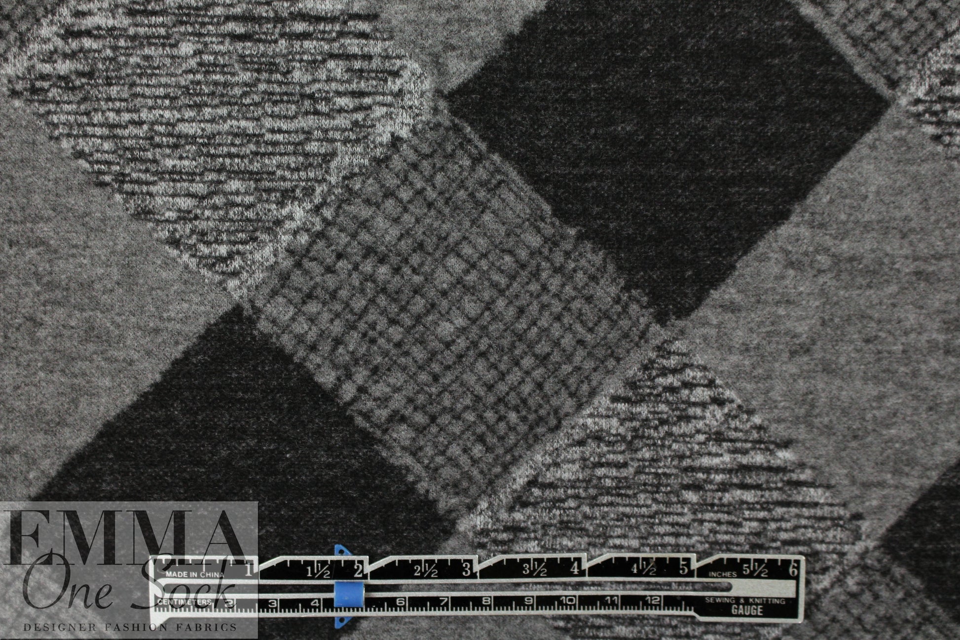 argyle design brushed doubleknit - black/gray 1.5 yd