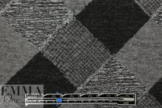 argyle design brushed doubleknit - black/gray 1.75 yd