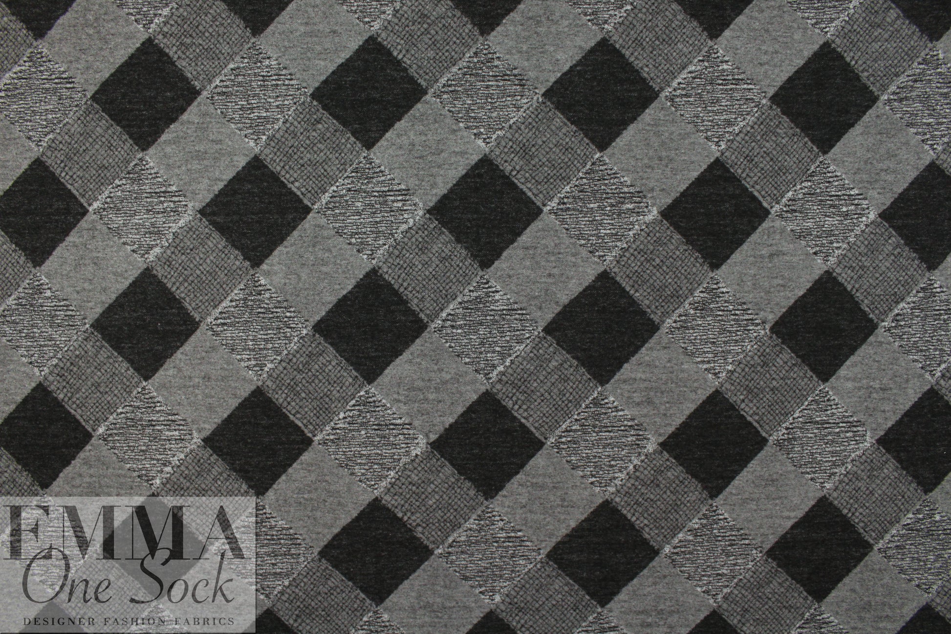 argyle design brushed doubleknit - black/gray 1.5 yd