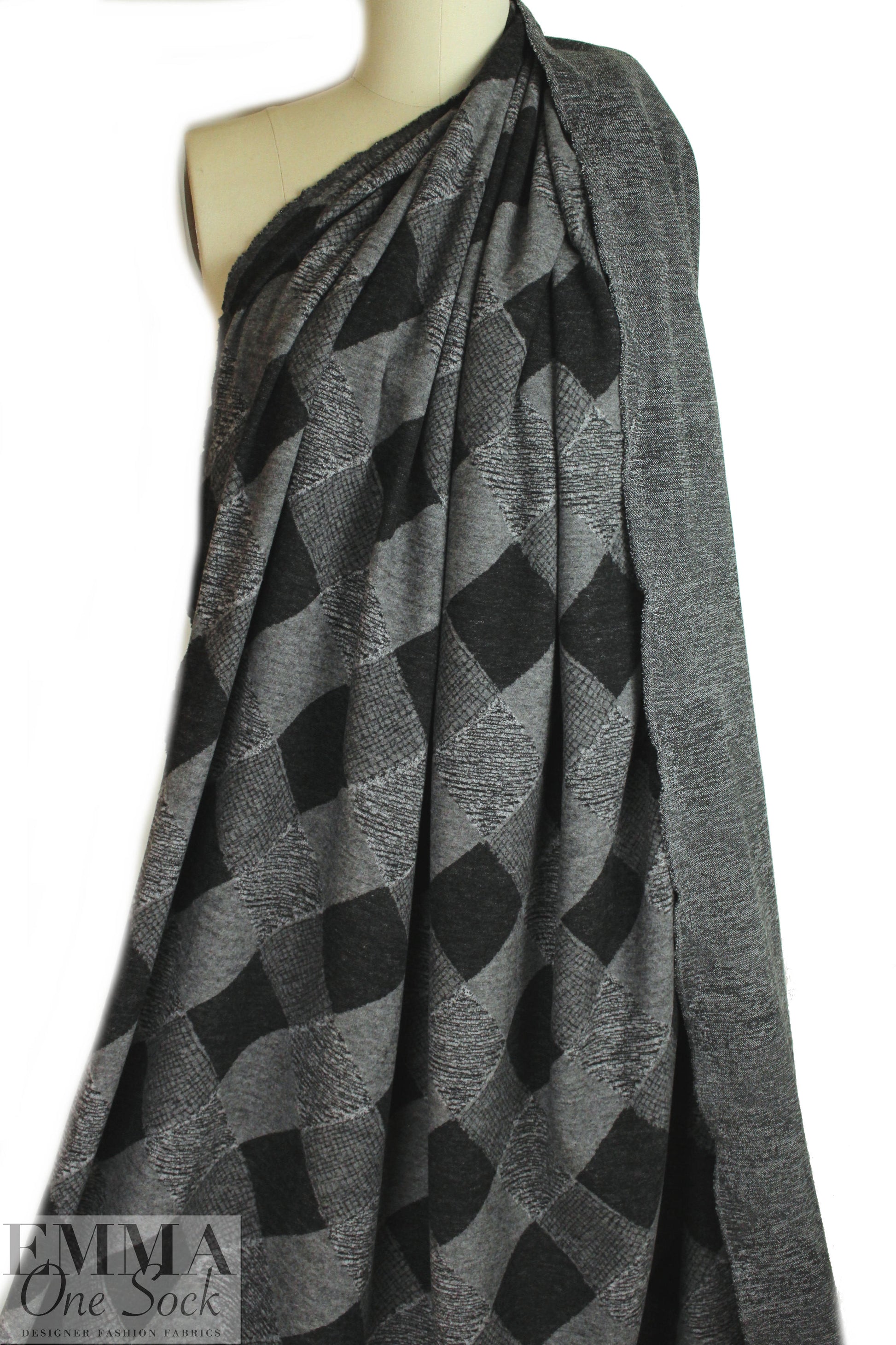 argyle design brushed doubleknit - black/gray 2.625 yd
