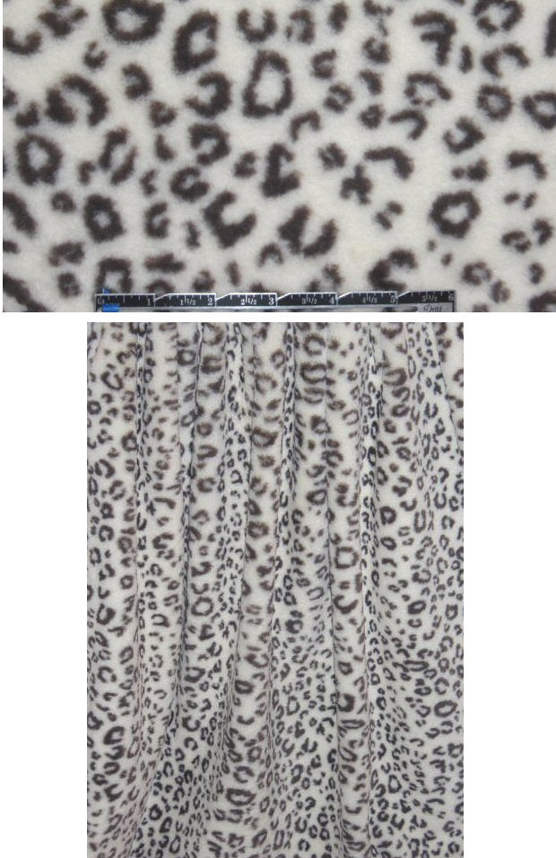 cream/off black leopard short pile faux fur