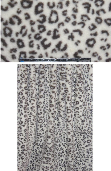 cream/off black leopard short pile faux fur