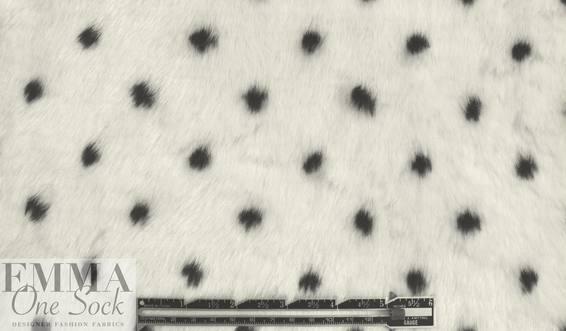 NY designer dalmation dot short pile faux fur 1.125 yds
