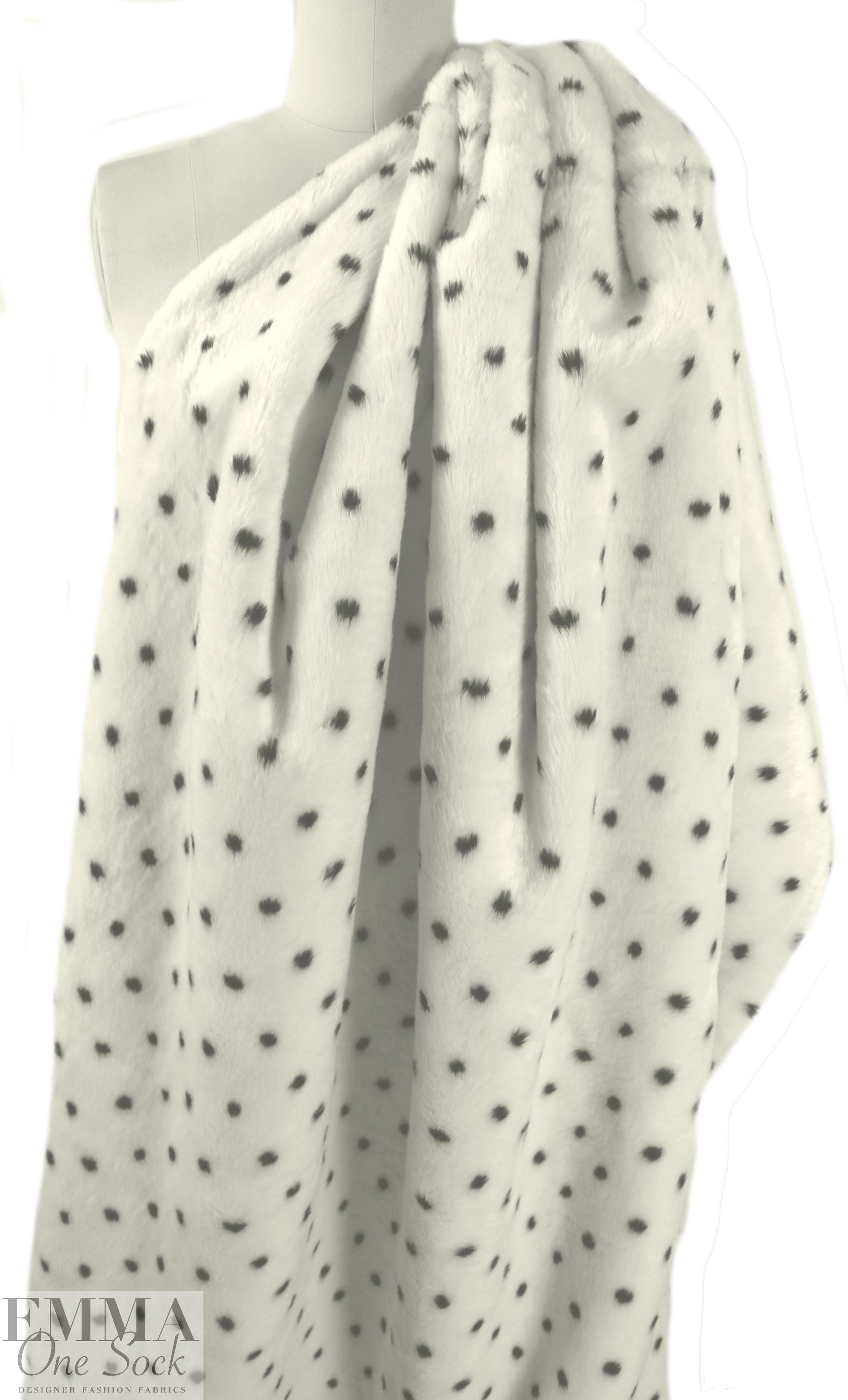 NY designer dalmation dot short pile faux fur 1.125 yds