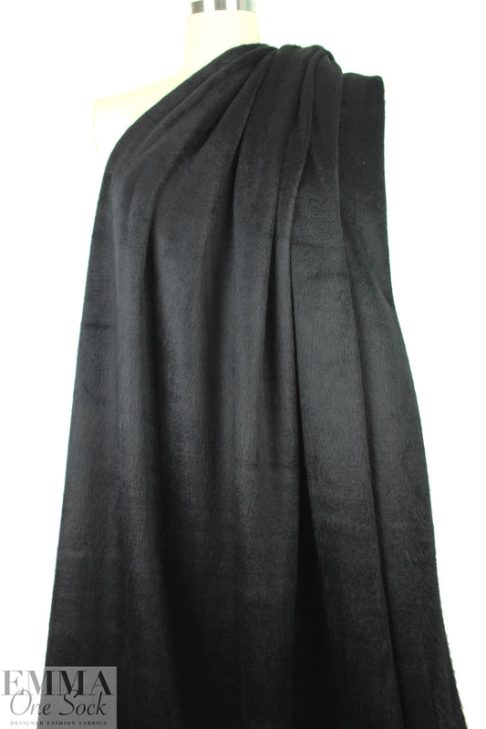 Italian 2-ply 'furry' sweater knit - black
