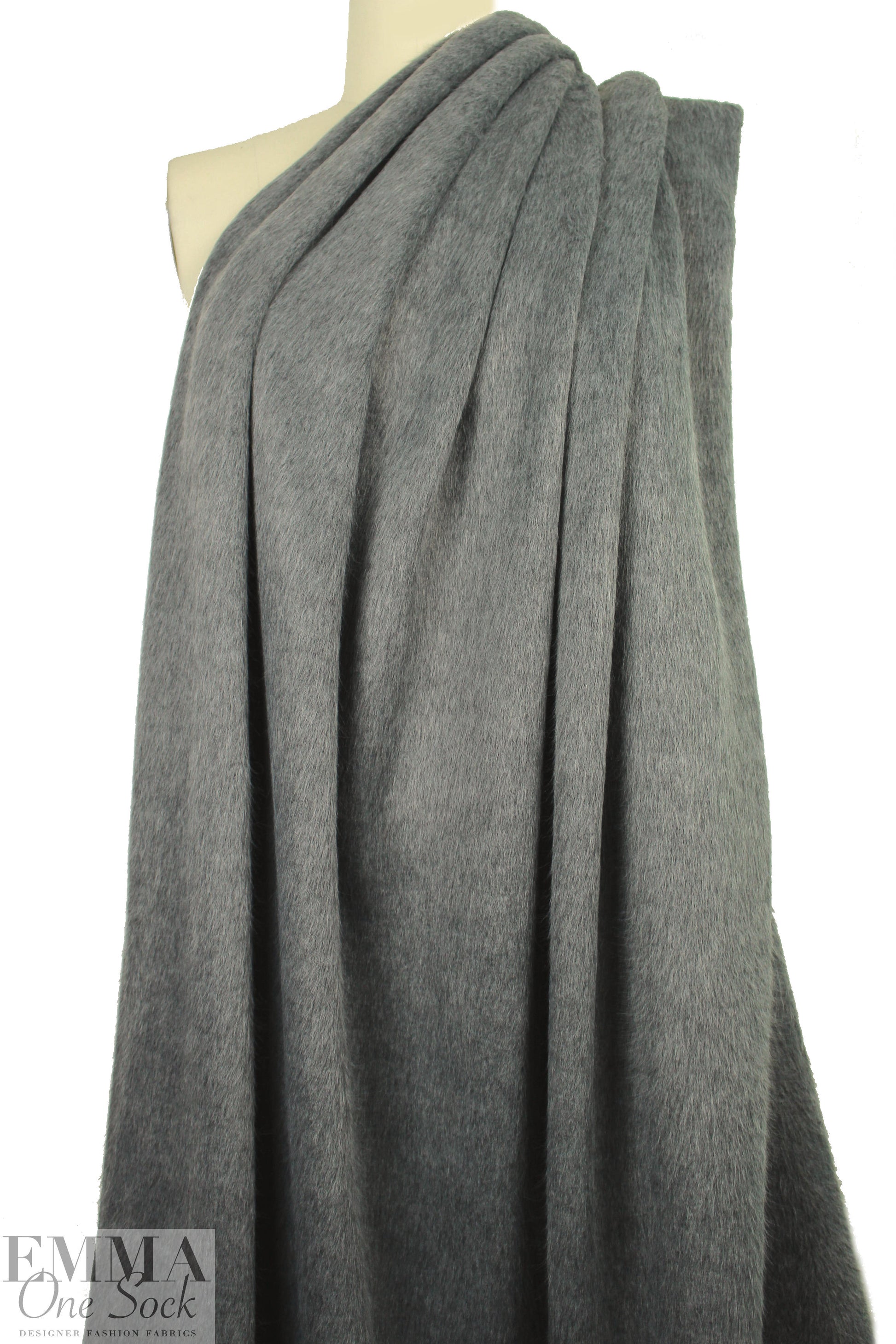Italian 2-ply 'furry' sweater knit - medium gray