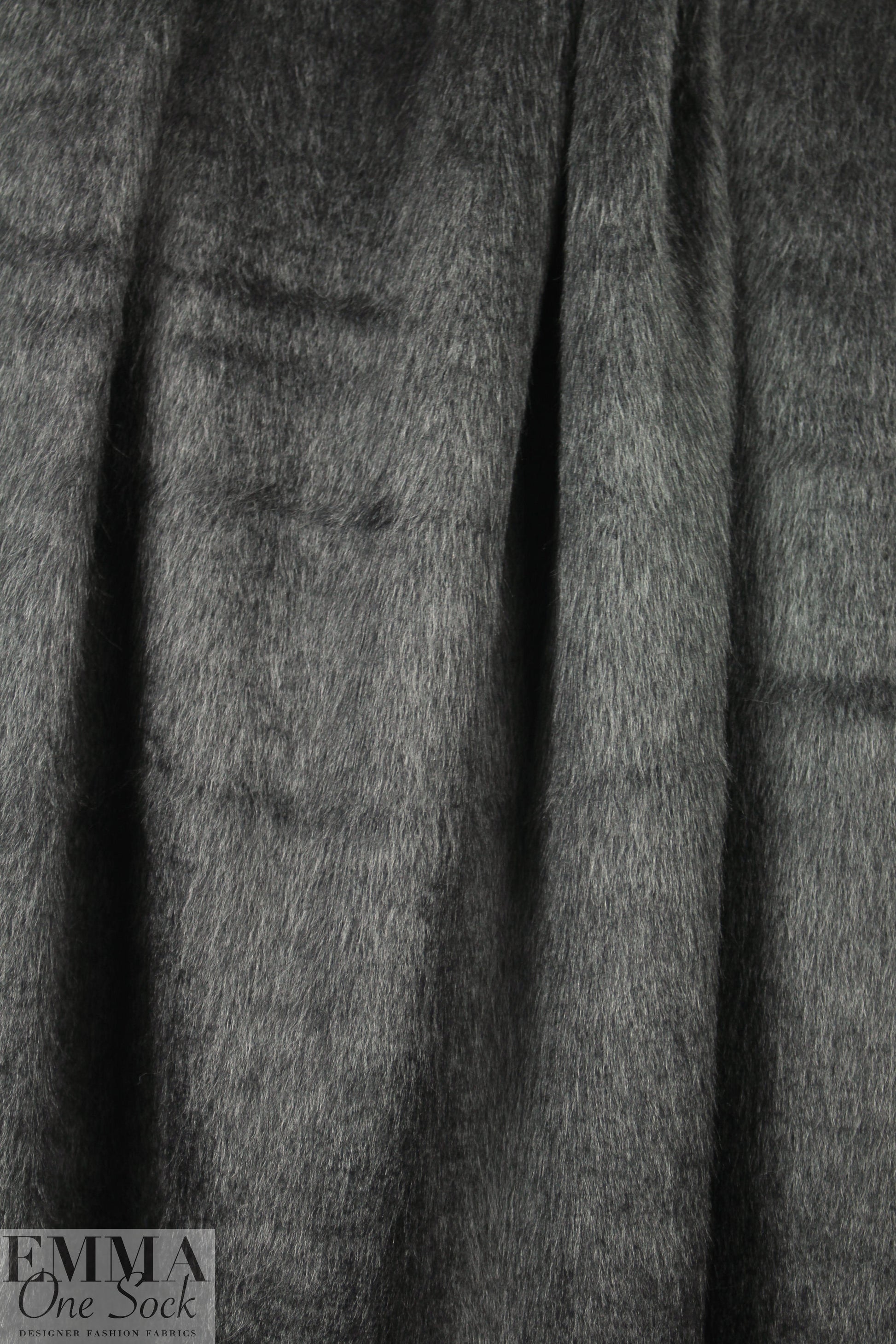 Italian 2-ply 'furry' sweater knit - charcoal