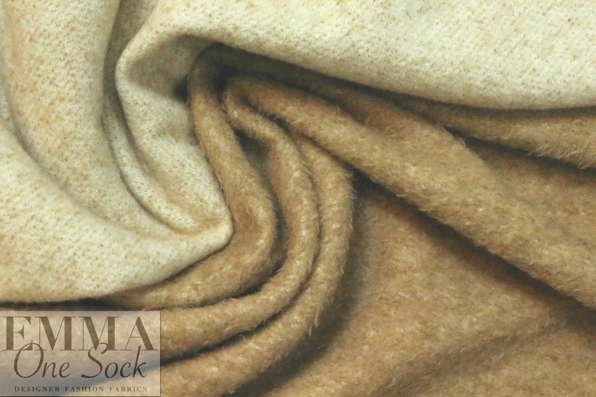 NY designer 'furry' wool blend coating - toasty tan
