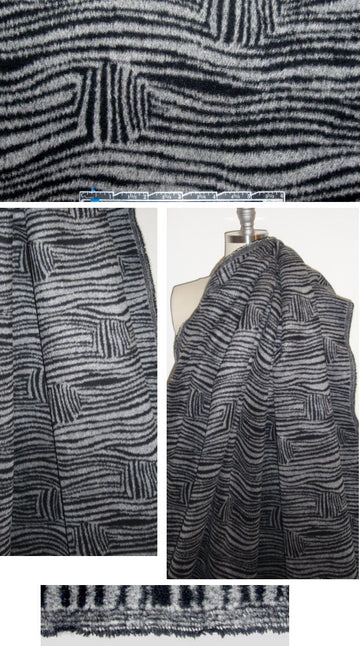 Italian black/gray alpaca blend graphic stripe coating
