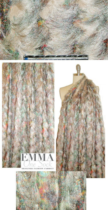 NY designer tiered fringe printed mesh .875 yds