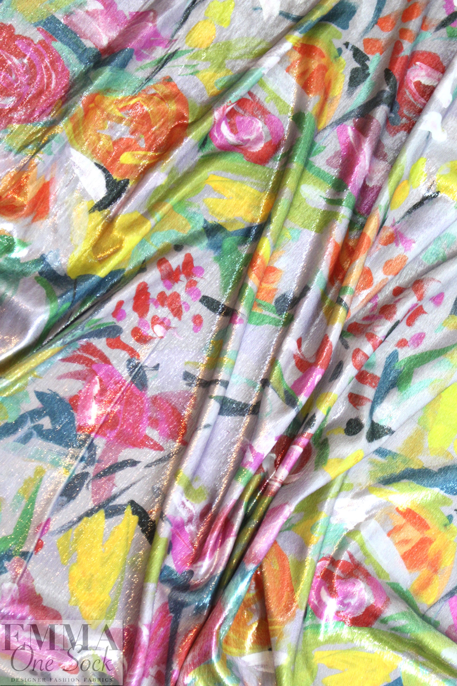Italian colorful brushstroke floral sparkle 'fur' woven