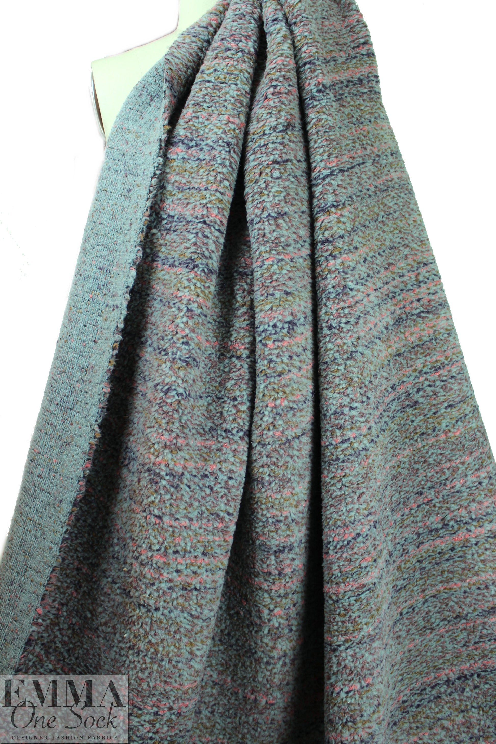 Derek L. novelty faux fur knit - dusty blue/pink .875 yds