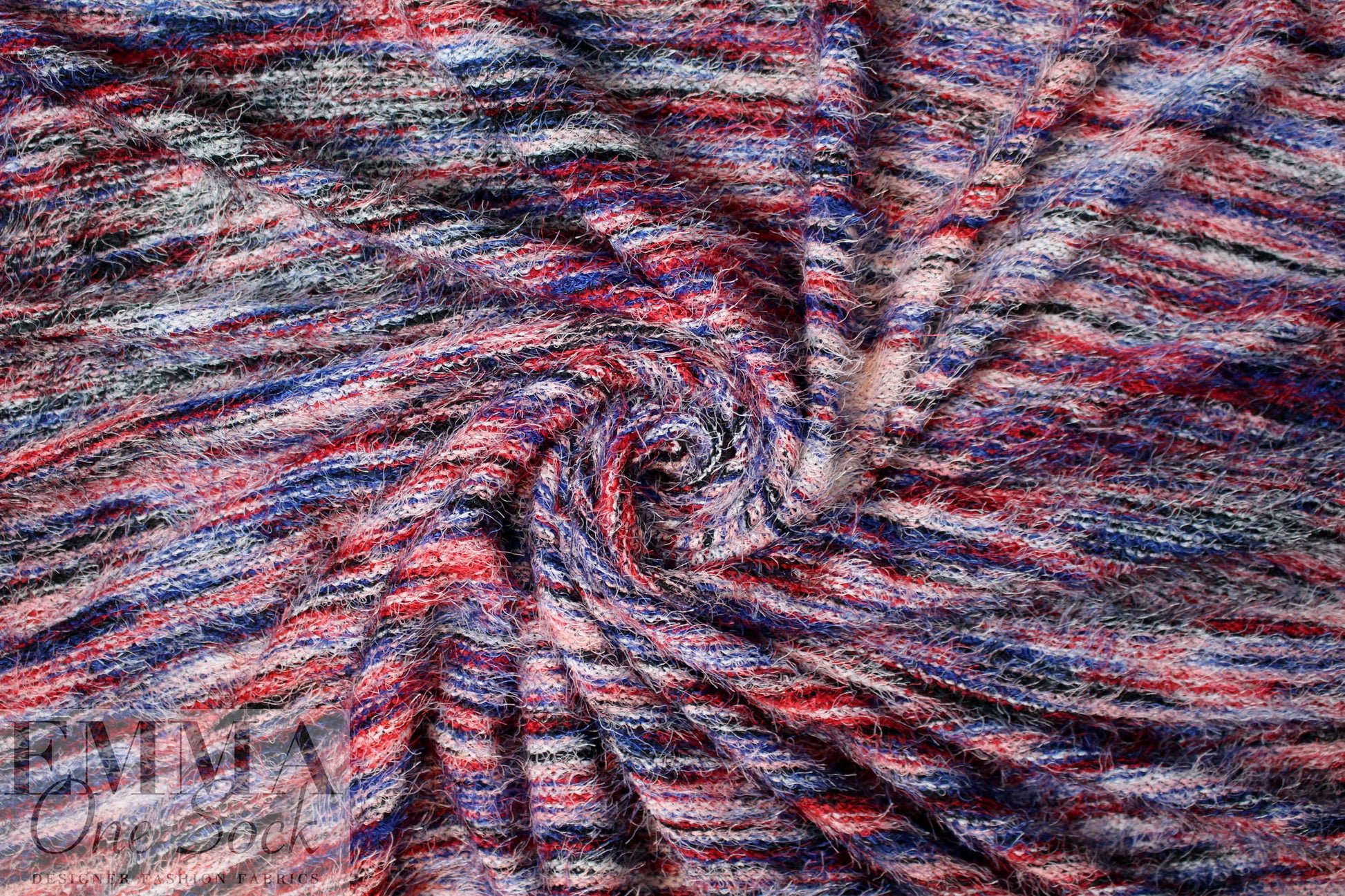 'eyelash' super soft sweater knit - cobalt/claret melange
