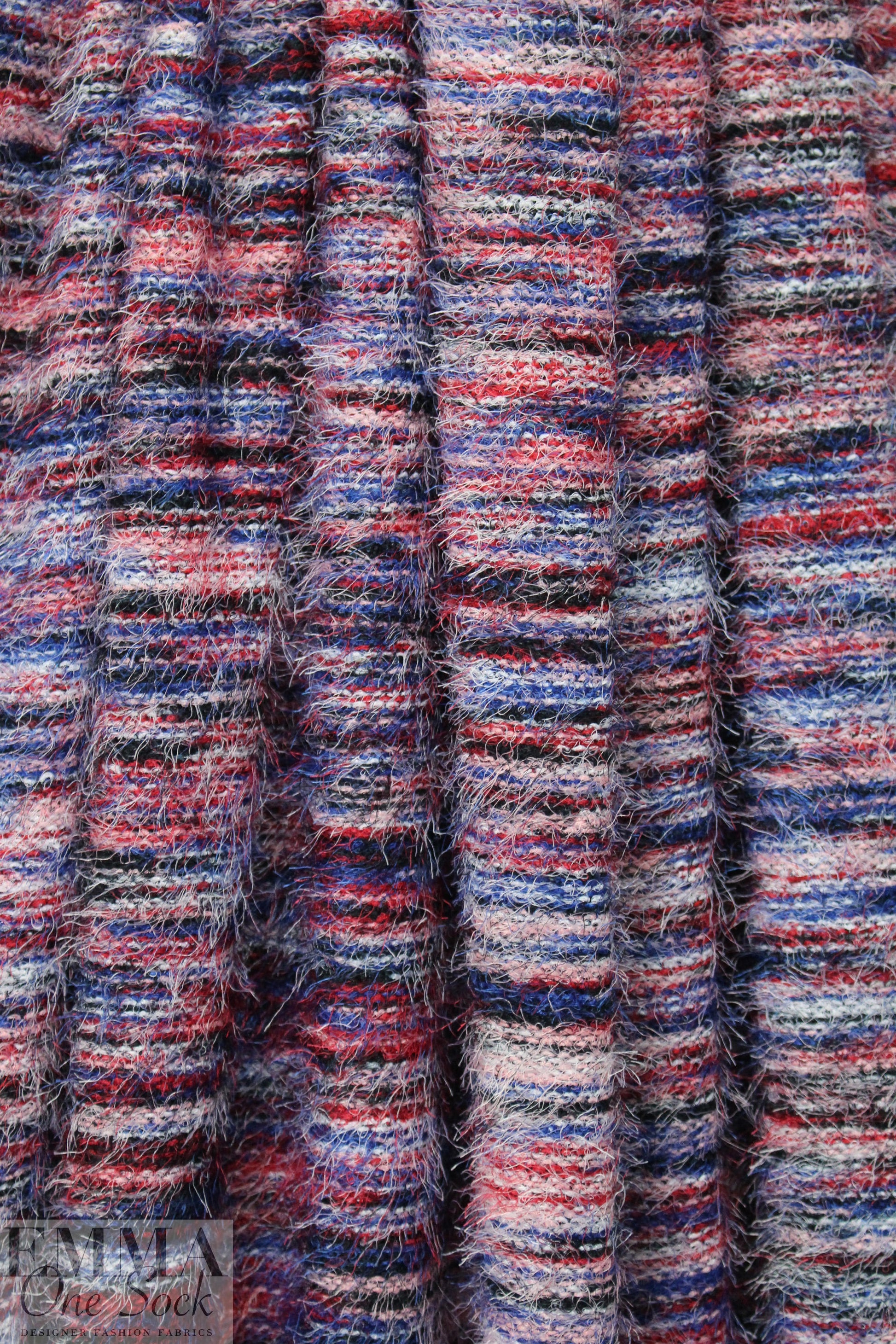 'eyelash' super soft sweater knit - cobalt/claret melange 1.625 yds