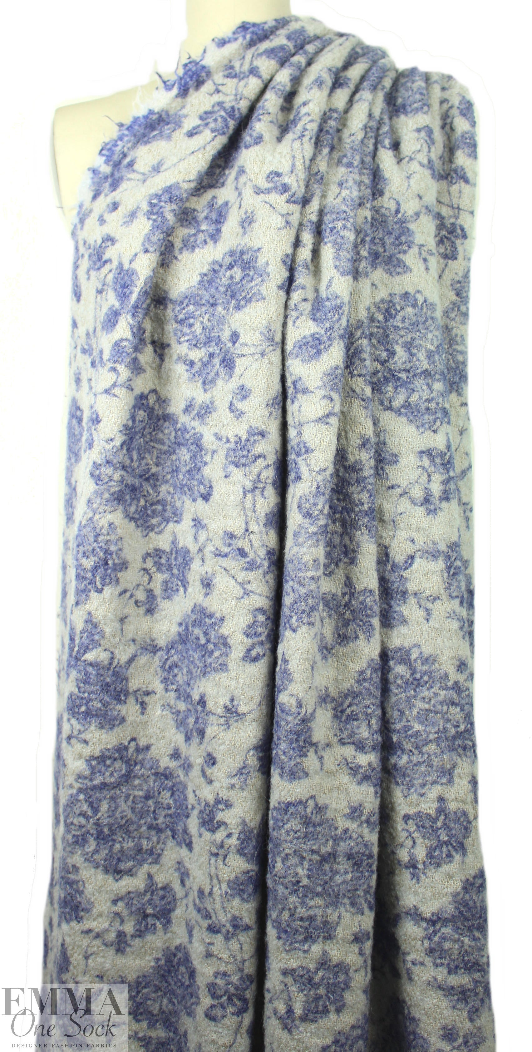 Italian wool/mohair/hemp boucle' - blue toile