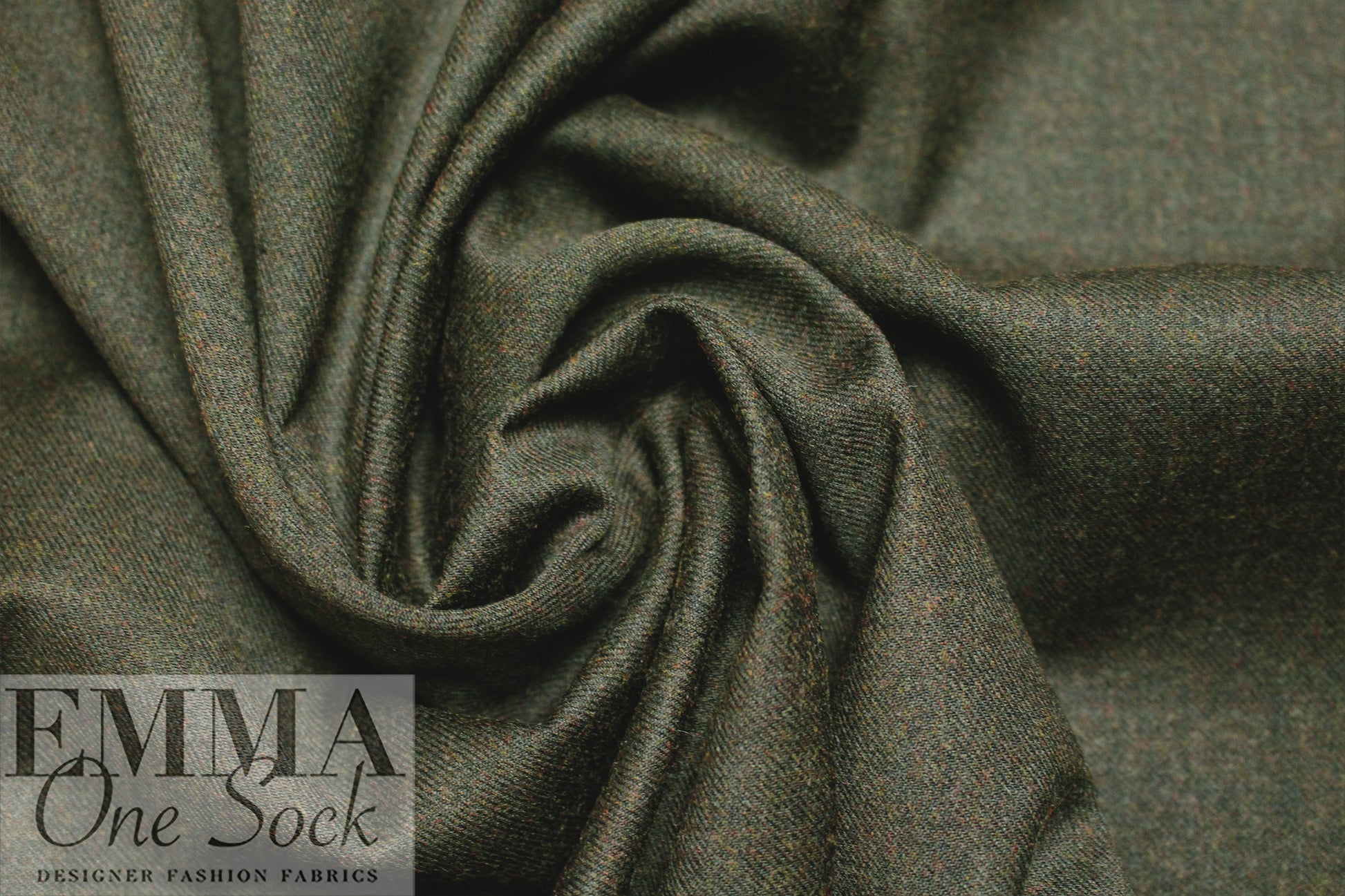 Italian wool gabardine suiting - olive heather