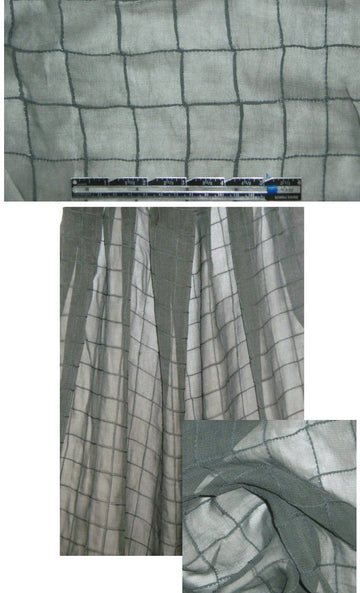 celadon-gray pintuck grid silk gauze