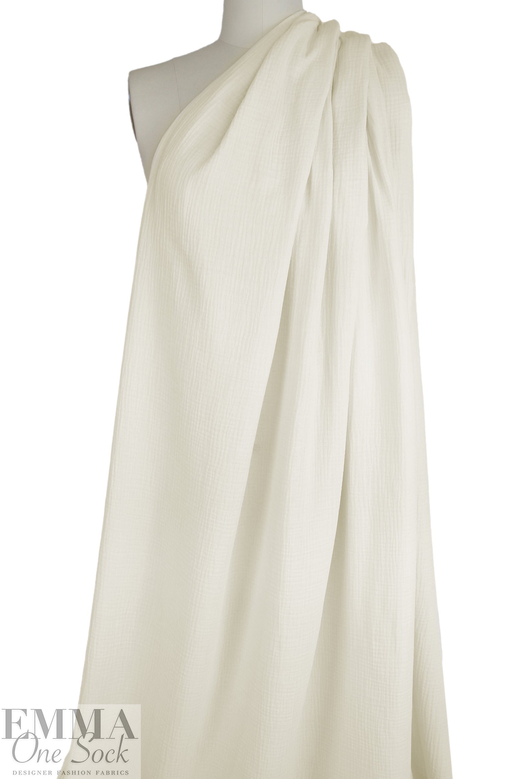 textured cotton double gauze - ivory 2 yd