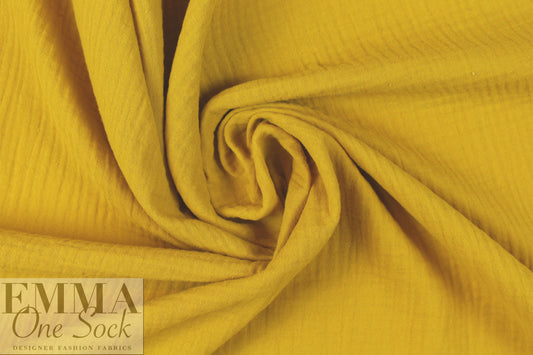 textured cotton double gauze - mustard