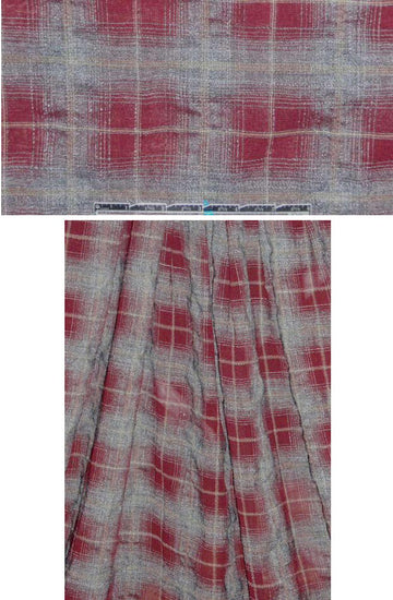 Italian yarn dyed plaid wool gauze - burgundy/gray