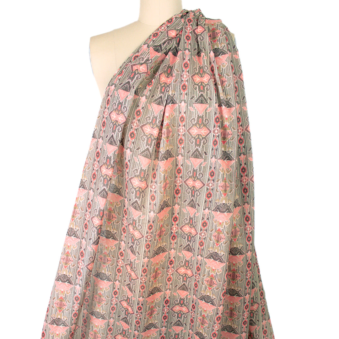 CA designer 'Persian pink' printed rayon 'gauze' 1.375 yd