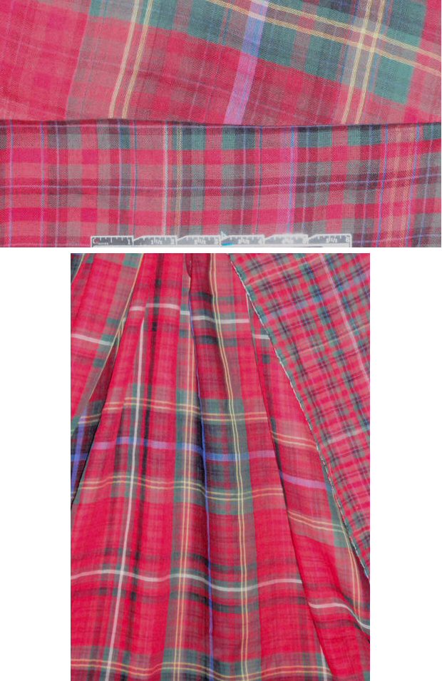 Italian all-cotton gauzey 2-sided plaid .75 yds