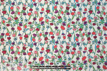 Italian light blue/violet floral silk georgette