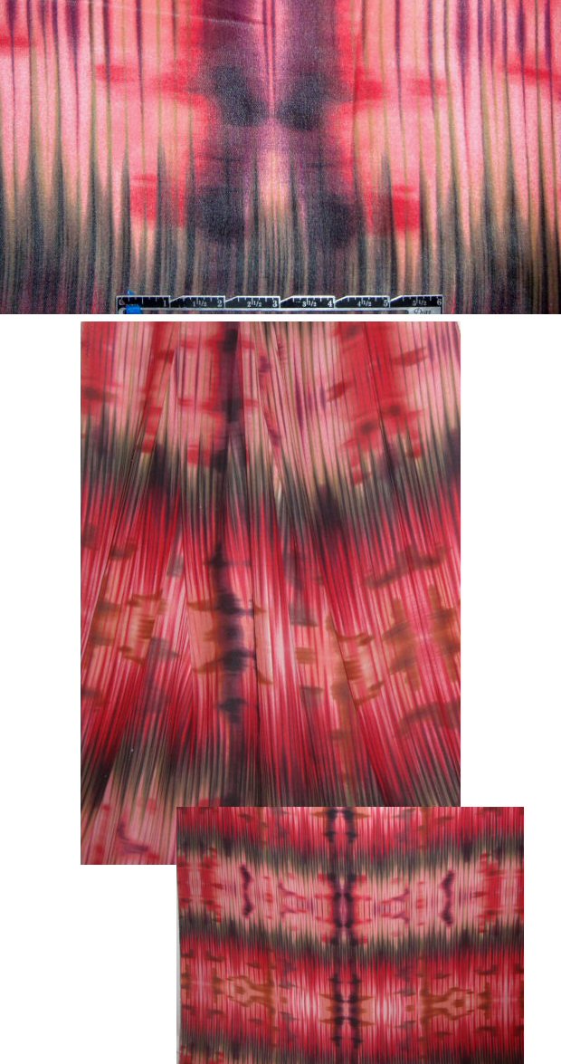 NY designer red ikat design silk georgette 1.375 yds