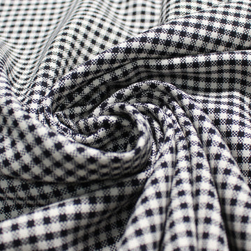 Italian gingham cotton/wool basketweave - black/white