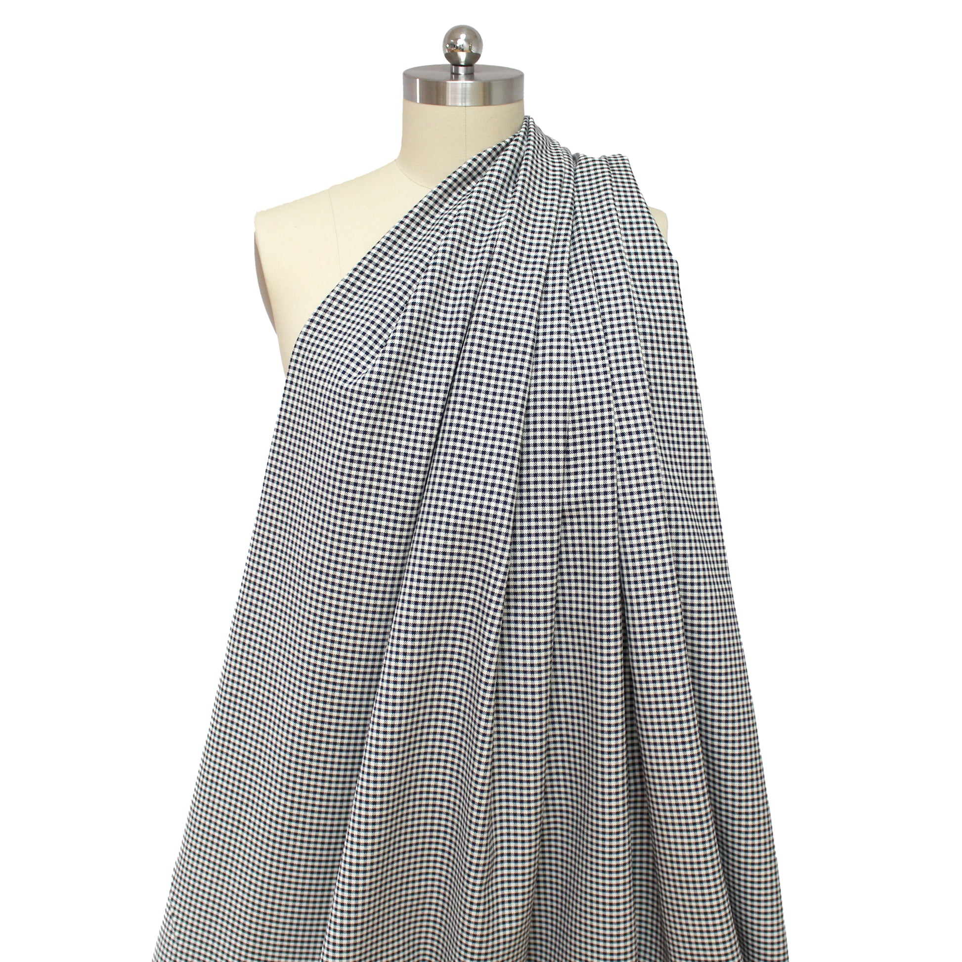 Italian gingham cotton/wool basketweave - black/white