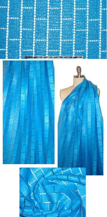 Italian laminated cotton rectangle lace - sky 2 yds
