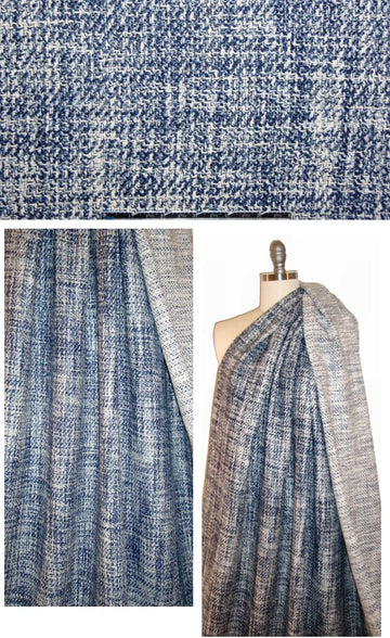 Italian glazed navy/white 'hand-loom' look tweed