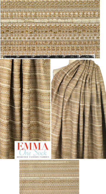Italian fancy beige/gold metallic ribbon boucle' .875 yds