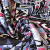 wool/cotton/viscose stretch doubleface woven 'geo story' - plum/charcoal