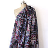 wool/cotton/viscose stretch doubleface woven 'geo story' - plum/charcoal