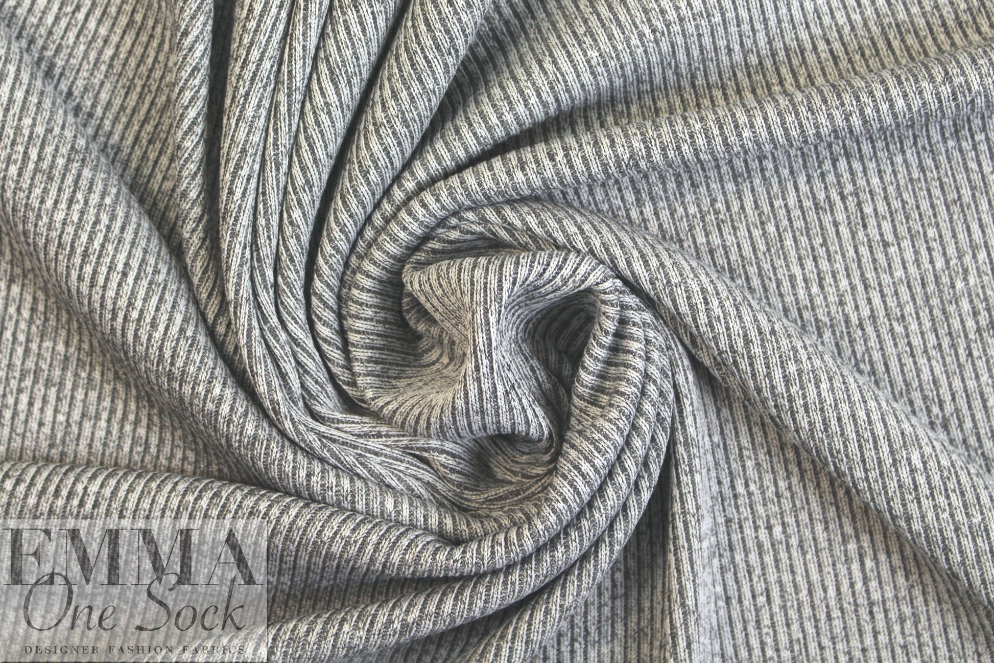 NY designer gray tweedy 2x2 ribbed sweater knit 1.25 yds