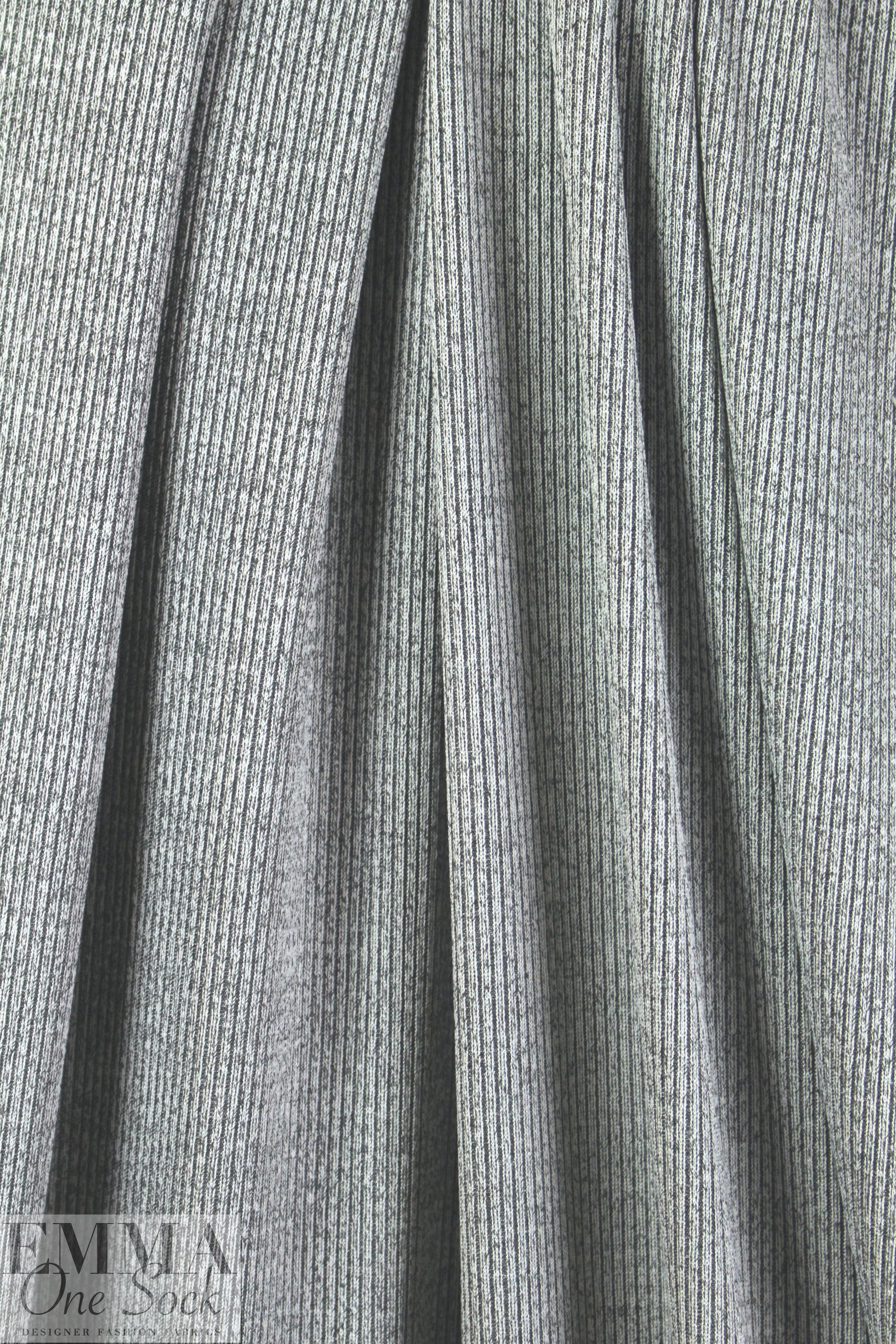 NY designer gray tweedy 2x2 ribbed sweater knit