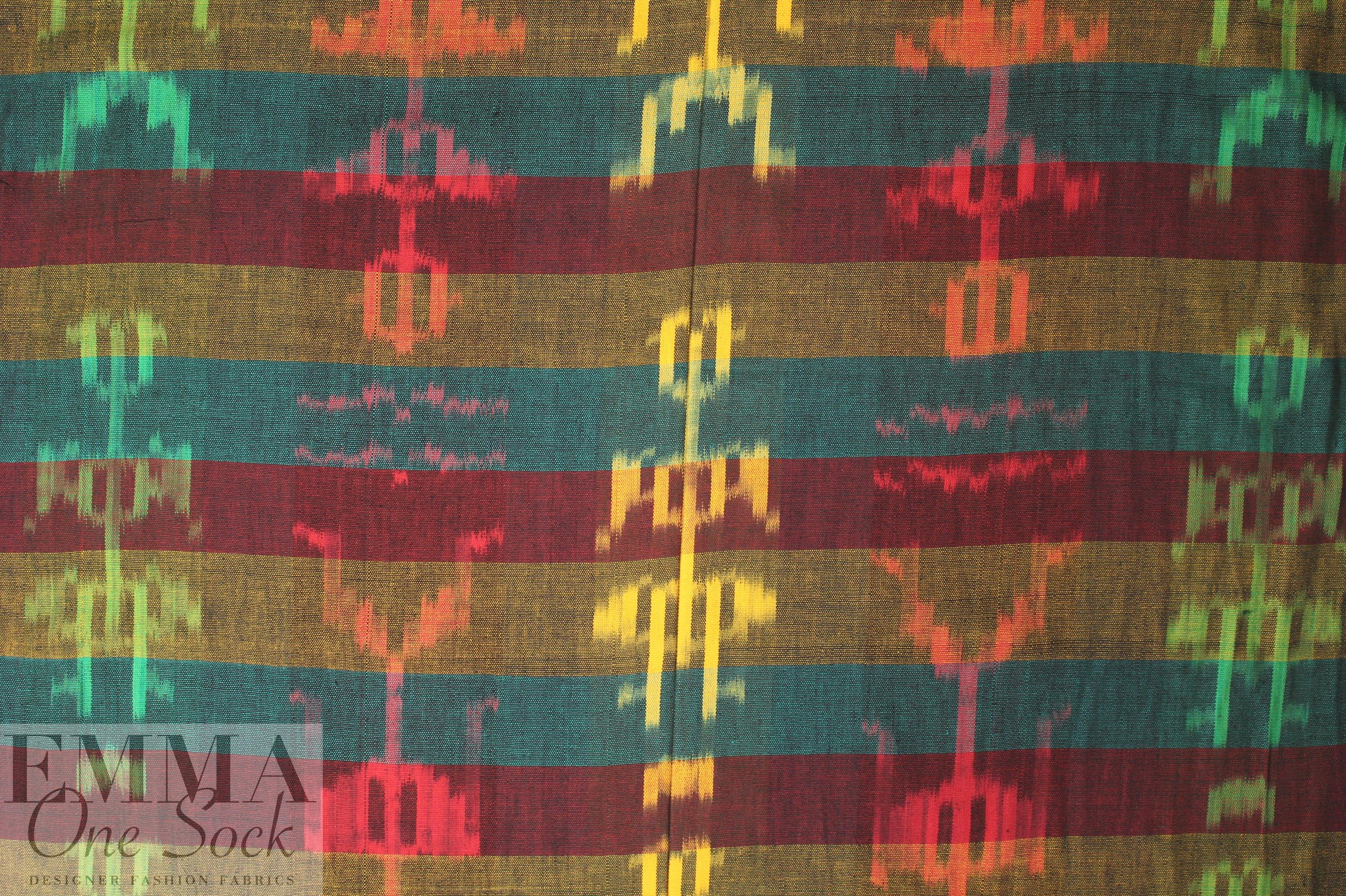 Guatemalan hand-loomed ikat - motif and stripe 3 yd