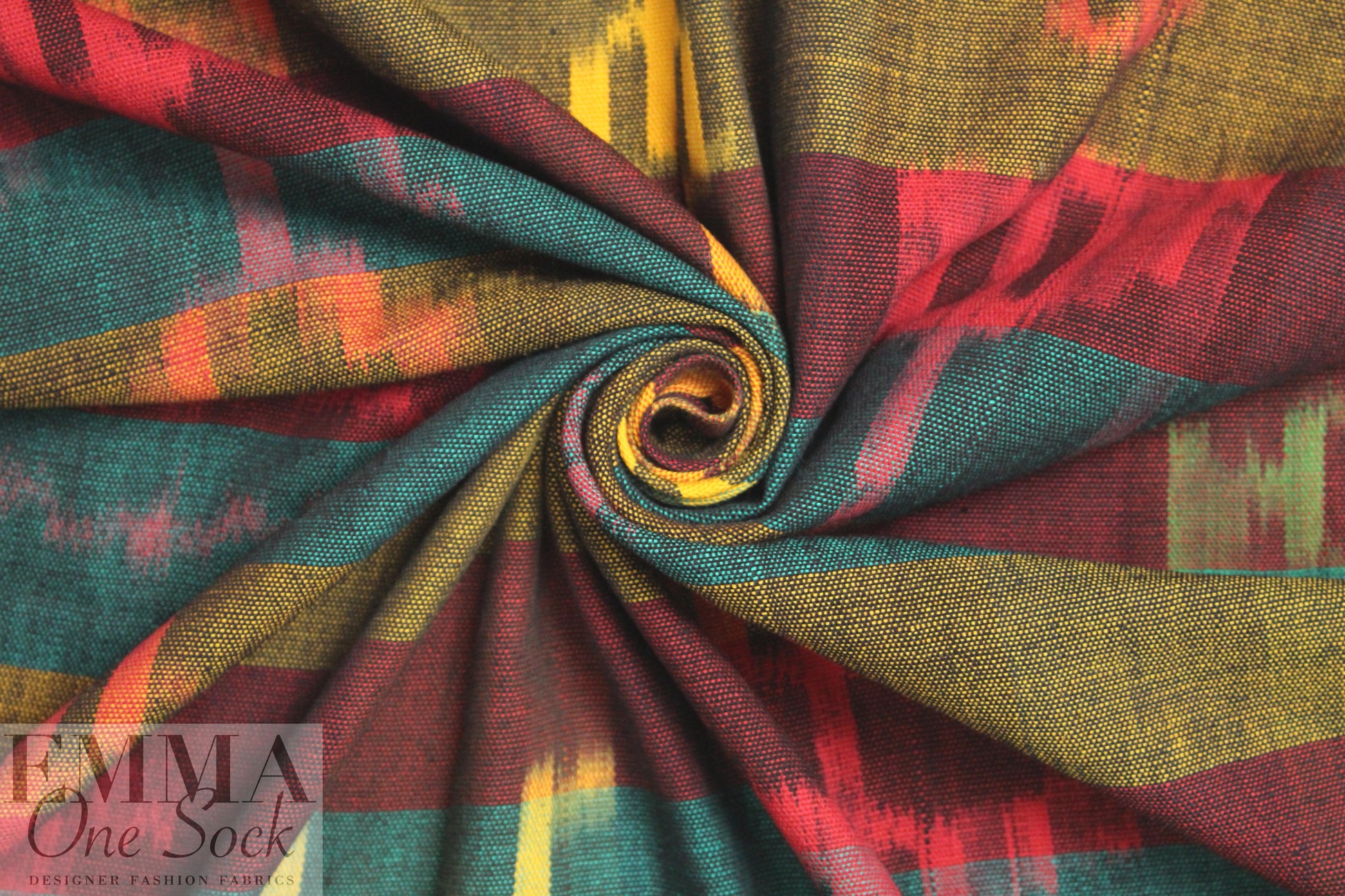 Guatemalan hand-loomed ikat - motif and stripe 3 yd