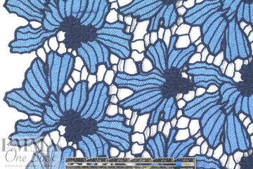 NY designer guipure floral lace - shades of blue