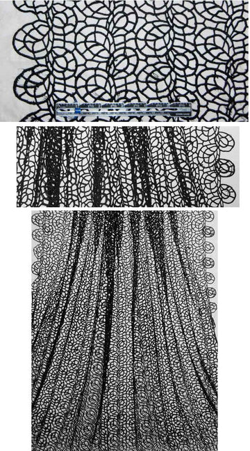 Guipure lace - black leafy web design 1.75 yd