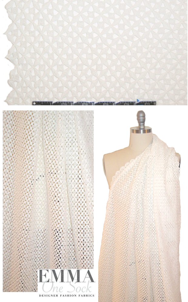NY designer cotton diamond guipure lace - cream