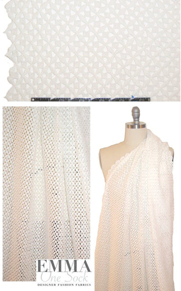 NY designer cotton diamond guipure lace - cream