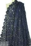 NY designer floral guipure lace - blue indigo 1 yard