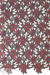 NY designer floral guipure lace - wine/navy