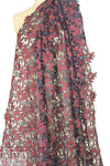 NY designer floral guipure lace - wine/navy