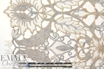 French three-tone neutrals floral guipure lace