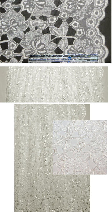 Guipure lace - creamy white floral with double scallop .875 yds