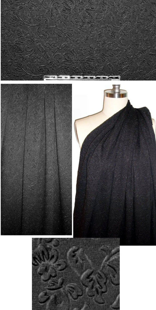 NY designer 'hammered' texture doubleknit - black